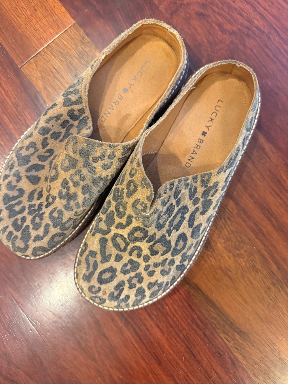 Lucky Brand Leopard Print Slip-On Espadrilles — Tan & Black